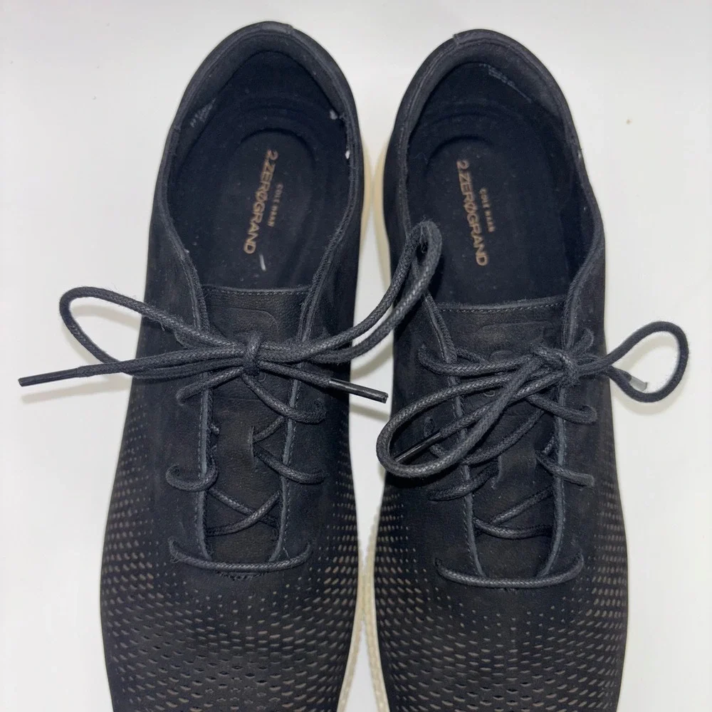 Cole Haan 2.Zerogrand Laser Wingtip Oxford Black Nubuck Sneakers W05122 Women 8B